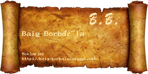 Baig Borbála névjegykártya